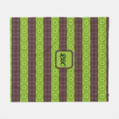 Bruine en groene tartan bloem fleece deken (Voorkant (Horizontaal))