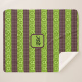 Bruine en groene tartan bloem sherpa deken (Voorkant (horizontaal))