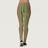 Bruine en groene Trippy Strepen Koel Psychedelisch Leggings (Achterkant)