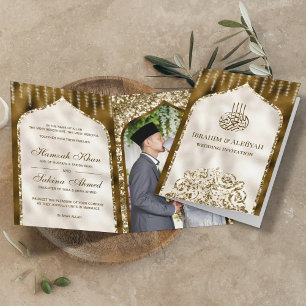 Bruine en ivoor kleuren vintage gouden islamitisch