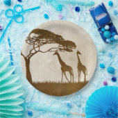 Bruine en ivoorkleurige Afrikaanse Giraffe Bruilof Papieren Bordje (Feest)