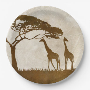 Bruine en ivoorkleurige Afrikaanse Giraffe Bruilof Papieren Bordje