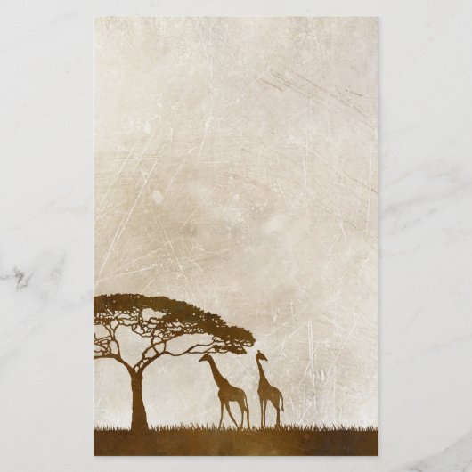 Bruine en ivoren Afrikaanse Giraffe Wedding Briefpapier (Voorkant)