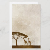 Bruine en ivoren Afrikaanse Giraffe Wedding Briefpapier (Voorkant / Achterkant)