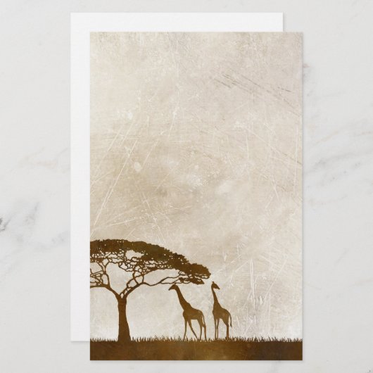 Bruine en ivoren Afrikaanse Giraffe Wedding Briefpapier (Voorkant / Achterkant)