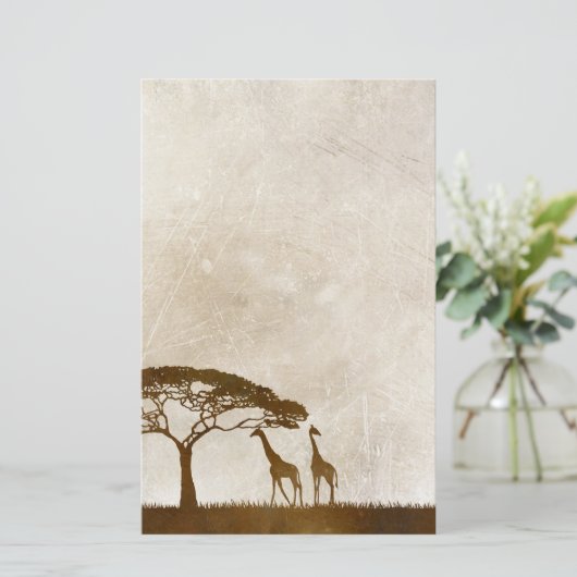 Bruine en ivoren Afrikaanse Giraffe Wedding Briefpapier (Staand voorkant)