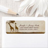 Bruine en ivoren Afrikaanse Giraffe Wedding Etiket (Insitu)