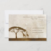 Bruine en ivoren Afrikaanse Giraffe Wedding rsvp (Voorkant)