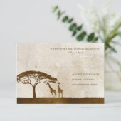 Bruine en ivoren Afrikaanse Giraffe Wedding rsvp (Staand voorkant)