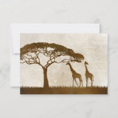 Bruine en ivoren Afrikaanse Giraffe Wedding rsvp (Achterkant)