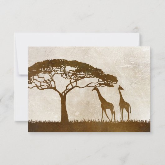 Bruine en ivoren Afrikaanse Giraffe Wedding rsvp (Achterkant)