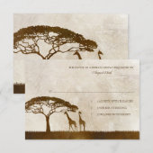 Bruine en ivoren Afrikaanse Giraffe Wedding rsvp (Voorkant / Achterkant)