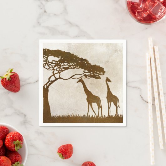 Bruine en ivoren Afrikaanse Giraffe Wedding Servetten (Insitu)