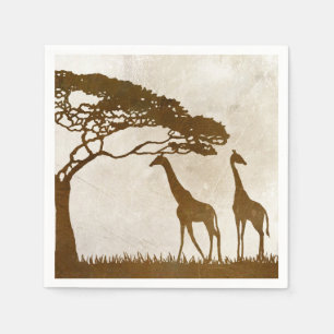 Bruine en ivoren Afrikaanse Giraffe Wedding Servetten