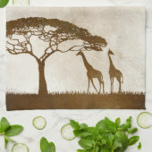 Bruine en ivoren Afrikaanse Giraffe Wedding Theedoek (Gevouwen)