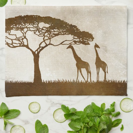 Bruine en ivoren Afrikaanse Giraffe Wedding Theedoek (Gevouwen)