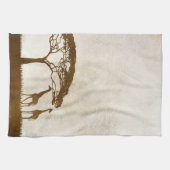 Bruine en ivoren Afrikaanse Giraffe Wedding Theedoek (Horizontaal)