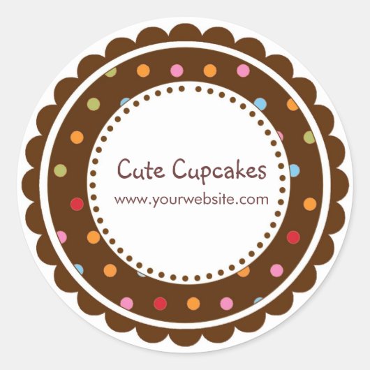 Bruine en kleurrijke Polka Dots Ronde Sticker (Voorkant)