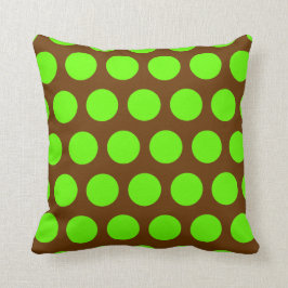 Bruine en langgroene poka Dots Kussen
