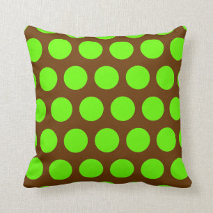 Bruine en langgroene poka Dots Kussen