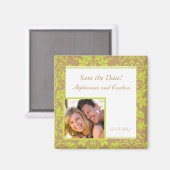 Bruine en limoengroene damasten aankondigingsmagne magneet (Voorkant / Achterkant)