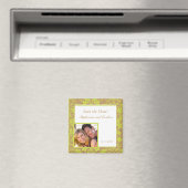 Bruine en limoengroene damasten aankondigingsmagne magneet (Insitu (Vaatwasser))