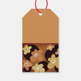 Bruine en okerbloemen cadeaulabel