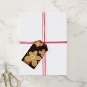 Bruine en okerbloemen cadeaulabel (Met Touw)