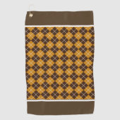 Bruine en Oranje argyle Golfhanddoek (Voorkant)