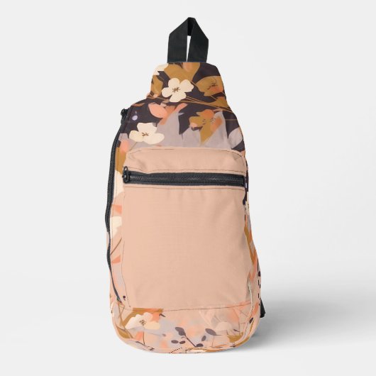 Bruine en Oranje bloemenprint Sling Bag (Voorkant)