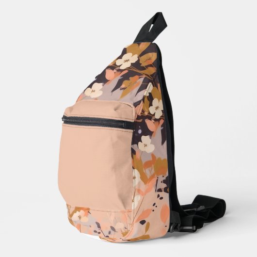 Bruine en Oranje bloemenprint Sling Bag (Rechterhoek)