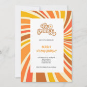 BRUINE EN ORANJE GROOVY UITNODIGING (Voorkant)