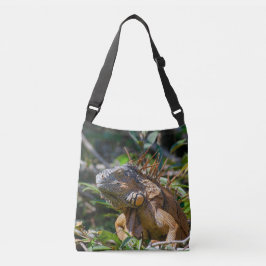 Bruine en oranje leguaan natuur crossbody tas