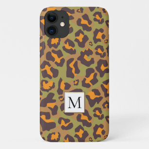 Bruine en oranje luipaard dierlijke print en monog Case-Mate iPhone case