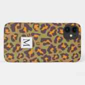 Bruine en oranje luipaard dierlijke print en monog Case-Mate iPhone case (Achterkant (horizontaal))