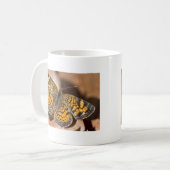 Bruine en Oranje motschildpadden en schitterende a Koffiemok (Voorkant links)