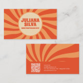 Bruine en Oranje retro met QR-Visitekaartje Visitekaartje (Voorkant / Achterkant)