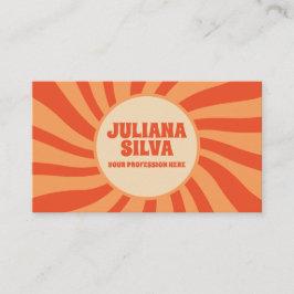 Bruine en Oranje retro met QR-Visitekaartje Visitekaartje
