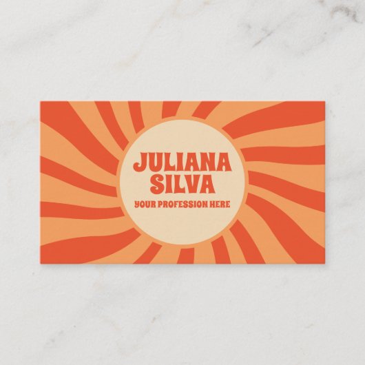 Bruine en Oranje retro met QR-Visitekaartje Visitekaartje (Voorkant)