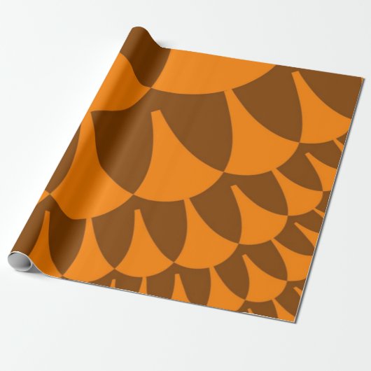 Bruine en Oranje schalen Cadeaupapier (Uitgerold)