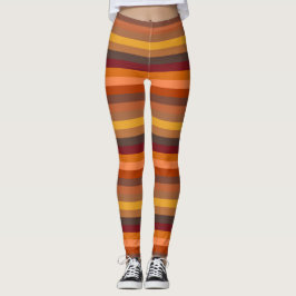 Bruine en oranje tinten strepen leggings