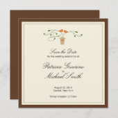 Bruine en Oranje Tortelduifjes besparen de datum Save The Date (Voorkant / Achterkant)