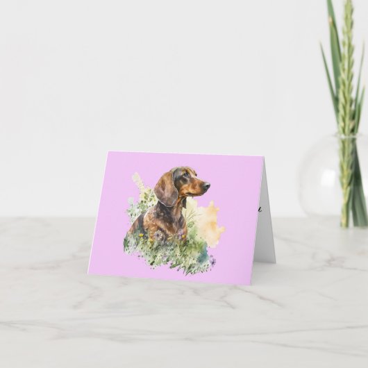 Bruine en rode Dachshund Bloemenkaart voor elke ge Kaart (Voorkant)