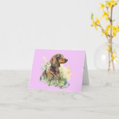Bruine en rode Dachshund Bloemige kaart voor elke  (Gele Bloem)