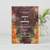 Bruine en Rode Minimalistische Mehendi Uitnodiging (Staand voorkant)