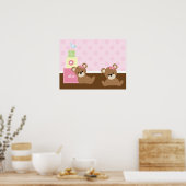 Bruine en Roze Beren Kinderen Muur Decor Poster (Keuken)
