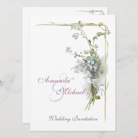  bruine en roze bruiloft kaart (Voorkant / Achterkant)