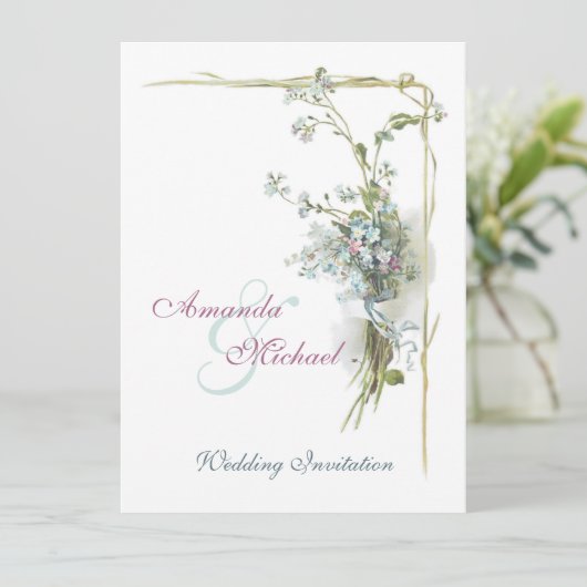  bruine en roze bruiloft kaart (Staand voorkant)