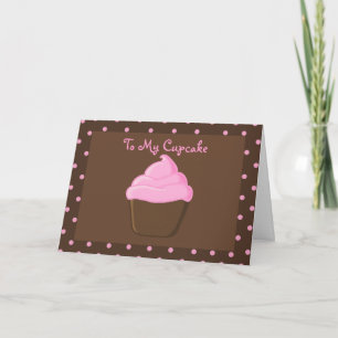 Bruine en Roze Cupcake Valentijnsdag Kaart