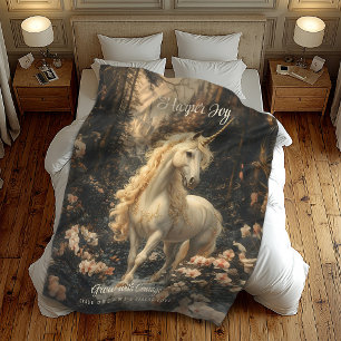  Bruine en Roze Eenhoorn Woodland Nursery Fleece Deken